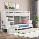 Bellemave® Twin over Twin/Full Bunk Bed with Trundle - Bellemave